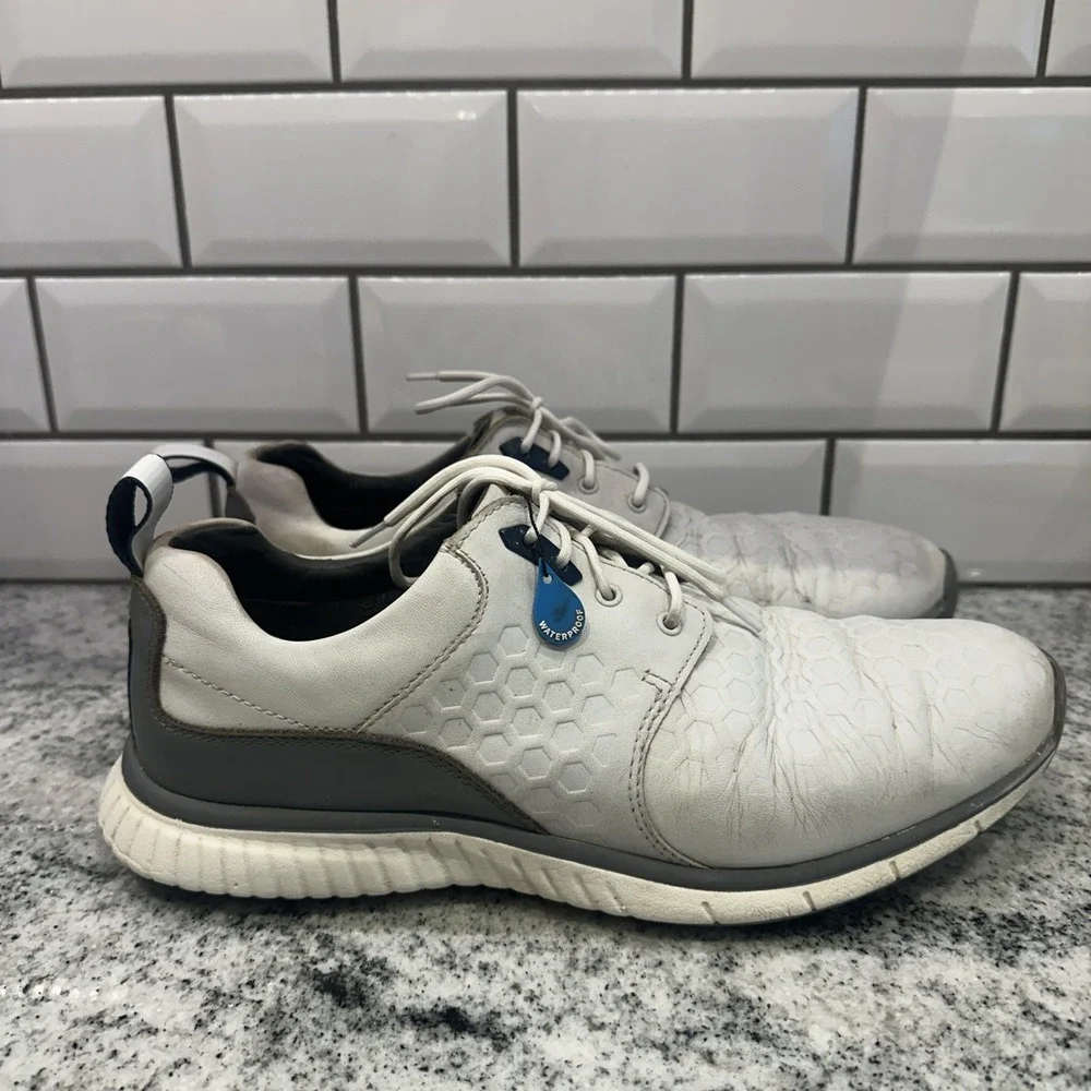LUXE MEN'S‎ SHOE 9.5 WHITE LEATHER LACE UP GOLF SHOE JOHNSTON & MURPHY XC 4 Dual